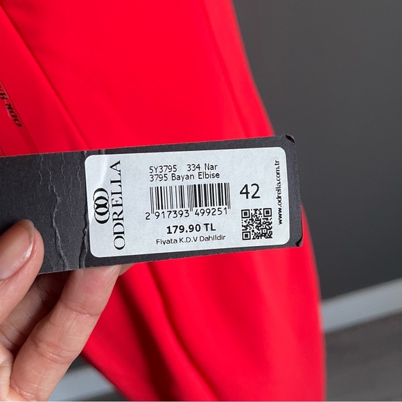 NWT Red Odrella Sheer Bow Holiday Evening Dress - Picture 6 of 11